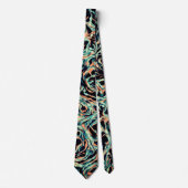 Zalmroze en Turquoise Green Stropdas (Voorkant)