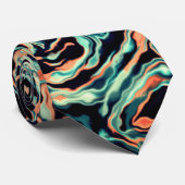 Zalmroze en Turquoise Green Stropdas (Opgerold)