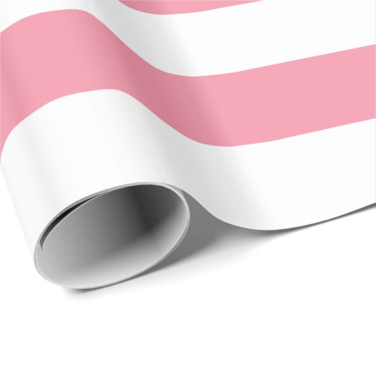Zalmroze en wit, groot, gestreept omhullpapier cadeaupapier (Rol Hoek)