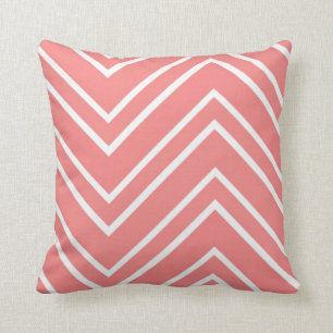 Zalmroze en witte grote Chevron Pattern Kussen