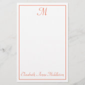 Zalmroze en witte monogram briefpapier (Voorkant)