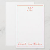 Zalmroze en witte monogram briefpapier (Voorkant / Achterkant)