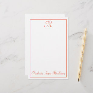 Zalmroze en witte monogram briefpapier