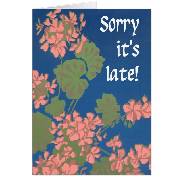 Zalmroze Geraniums op Deep Blue, Beloofd (Voorkant)