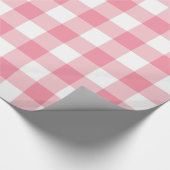 Zalmroze gingham-speldepapier cadeaupapier (Hoek)