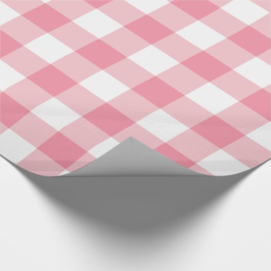 Zalmroze gingham-speldepapier cadeaupapier (Hoek)