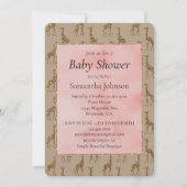 Zalmroze Glitter Bruine Giraffes Baby shower Kaart (Voorkant)