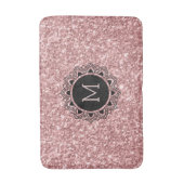 Zalmroze glitter, Cirkel, Monogram Badmat (Voorkant Verticaal)