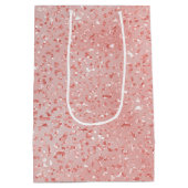 Zalmroze Glitter Leopard Print Medium Cadeauzakje (Achterkant)