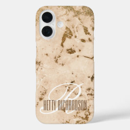 Zalmroze Glitter Marmeren Effect Premium Design iPhone 16 Hoesje