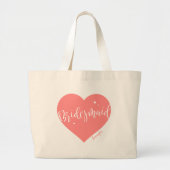 Zalmroze hart en op maat gesneden bridesmaïde grote tote bag (Voorkant)
