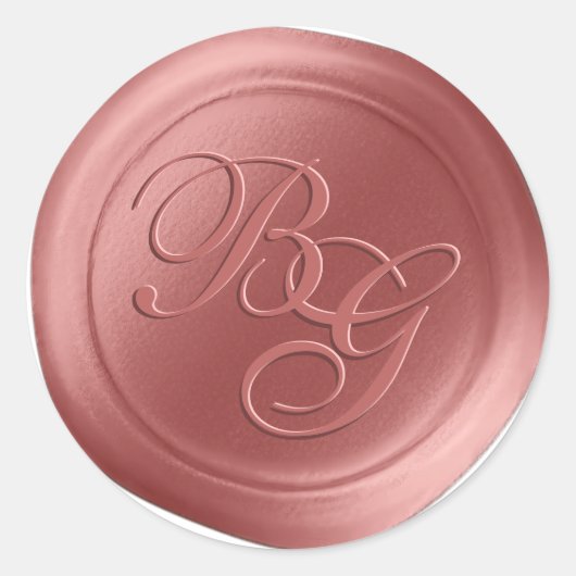 Zalmroze kalligrafie Monogram Wax Seal Stickers (Voorkant)