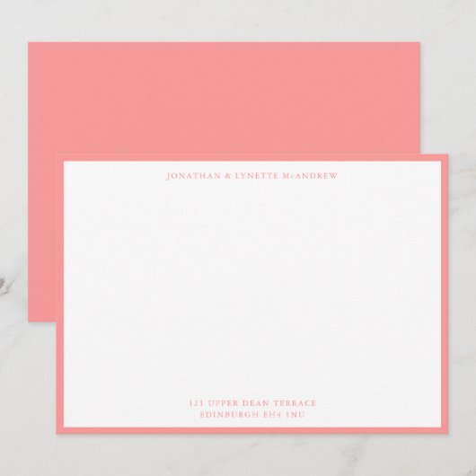 Zalmroze klassieke border-platte briefkaart (Voorkant / Achterkant)