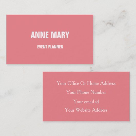 Zalmroze kleurrijke bruiloft Planner Girly Visitekaartje (Voorkant / Achterkant)