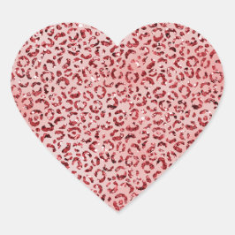 Zalmroze ombre Red Glitter Leopard Print Hart Sticker