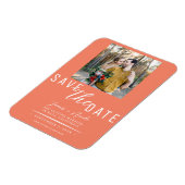 Zalmroze Save the Date Foto Bruiloft Magneet (Linkerzijde)