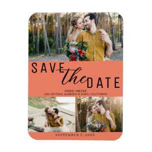 Zalmroze Save the Date Huwelijk 3 Foto's Magneet