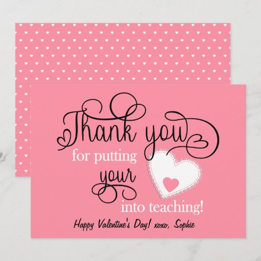 Zalmroze Valentijnsdag van leraar (Voorkant / Achterkant)