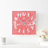 Zalmroze, water, textuur, marmerpapier vierkante klok (Huis)