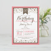 Zalmroze, wit en taupe Modern verjaardagsfeest Kaart (Staand voorkant)