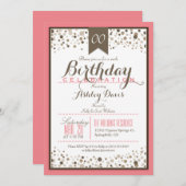 Zalmroze, wit en taupe Modern verjaardagsfeest Kaart (Voorkant / Achterkant)