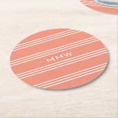 Zalmstripes aangepast monogram papier onderzetter (Gebogen)