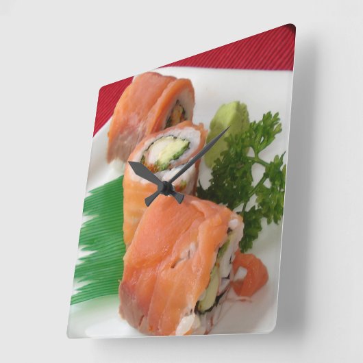 zalmsushi - rollen - foto vierkante klok (Hoek)