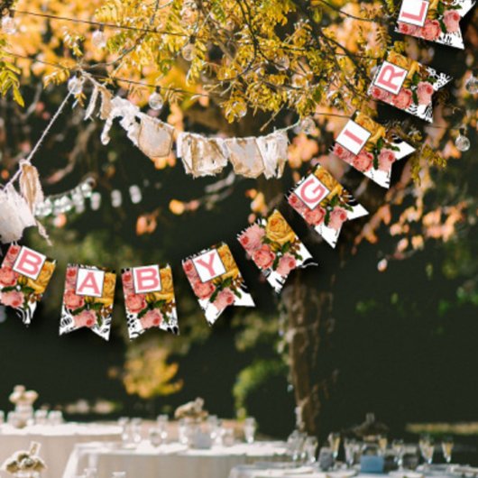 Zalmtekst Heirloom Roos Floral Patten Baby Meisje Vlaggetjes