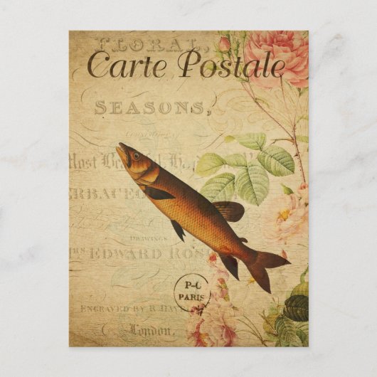 zalmtype visbloemen Franse Briefkaart (Voorkant)