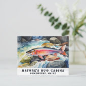 *~* Zalmvis Rocks AP49 Kunst Schilderen Maine Feestdagenkaart (Staand voorkant)