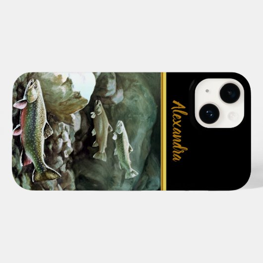 Zalmvis zwemt onder het watermonogram Case-Mate iPhone case (Achterkant (horizontaal))