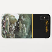 Zalmvis zwemt onder het watermonogram Case-Mate iPhone case (Achterkant (horizontaal))