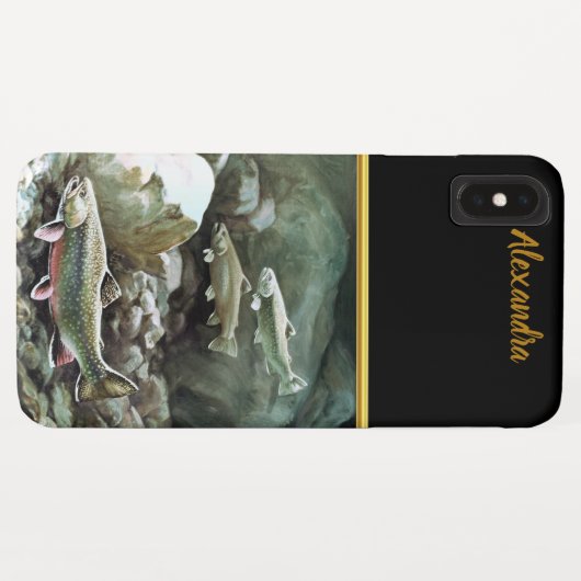 Zalmvis zwemt onder het watermonogram Case-Mate iPhone case (Achterkant (horizontaal))