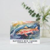 *~* Zalmvissen AP49 Waterverf Schilderen Maine Feestdagenkaart (Staand voorkant)