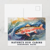 *~* Zalmvissen AP49 Waterverf Schilderen Maine Feestdagenkaart (Voorkant / Achterkant)