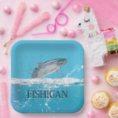 Zalmvissen in water met tekst uit Michigan Papieren Bordje (Feest)