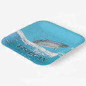 Zalmvissen in water met tekst uit Michigan Papieren Bordje (Gebogen)