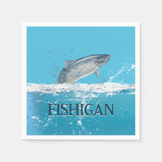 Zalmvissen in water met tekst uit Michigan Servet (Voorkant)