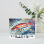 *~* Zalmvissen Zwemmen AP49 Waterverf Schilderen Feestdagenkaart (Staand voorkant)