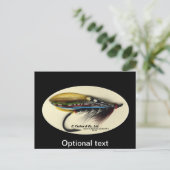 Zalmvlieg - Zwarte Doctor vedervleugel Briefkaart (Staand voorkant)