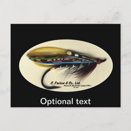 Zalmvlieg - Zwarte Doctor vedervleugel Briefkaart (Voorkant)