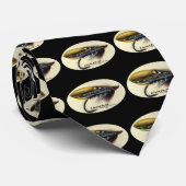 Zalmvlieg - Zwarte Doctor vedervleugel Stropdas (Opgerold)