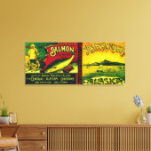 Zalmzalm met noordelijke lampjes kan LabelAlimak, Canvas Afdruk (Insitu (Woonkamer))