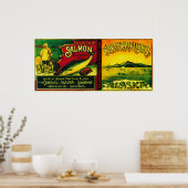 Zalmzalm met noordelijke lampjes kan LabelAlimak,  Poster (Keuken)