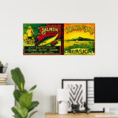 Zalmzalm met noordelijke lampjes kan LabelAlimak,  Poster (Thuiskantoor)