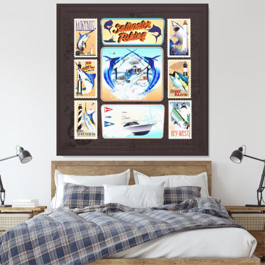 Zaltwater Vist vuurtoren Canvas Afdruk (Insitu (Slaapkamer))