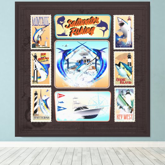 Zaltwater Vist vuurtoren Canvas Afdruk (Insitu (Houten vloer))