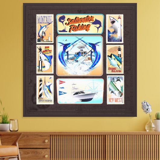 Zaltwater Vist vuurtoren Canvas Afdruk (Insitu (Woonkamer))