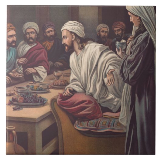 Zalving van Jezus in Bethanië Tegeltje (Voorkant)