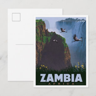 Zambia Afrika Vintage Reizen Briefkaart